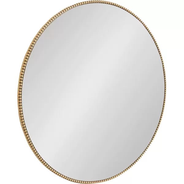 Kate and Laurel Gwendolyn Decorative Round Wall Mirror with Beaded Gold Leaf Frame 236Inch DiameterGold