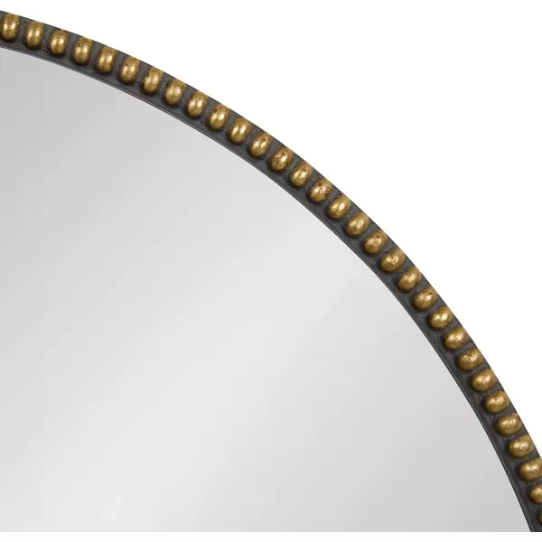 Kate and Laurel Gwendolyn Decorative Round Wall Mirror with Beaded Gold Leaf Frame 236Inch DiameterGold