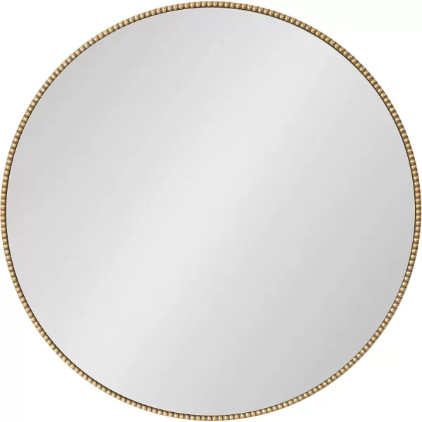 Kate and Laurel Gwendolyn Decorative Round Wall Mirror with Beaded Gold Leaf Frame 236Inch DiameterGold