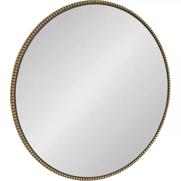 Kate and Laurel Gwendolyn Decorative Round Wall Mirror with Beaded Gold Leaf Frame 236Inch DiameterGold