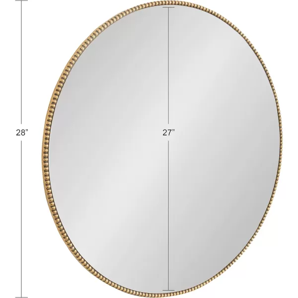 Kate and Laurel Gwendolyn Decorative Round Wall Mirror with Beaded Gold Leaf Frame 236Inch DiameterGold