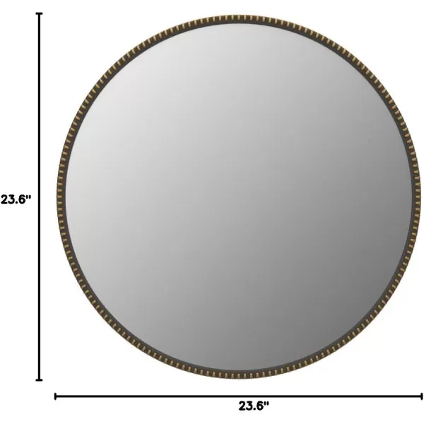 Kate and Laurel Gwendolyn Decorative Round Wall Mirror with Beaded Gold Leaf Frame 236Inch DiameterGold