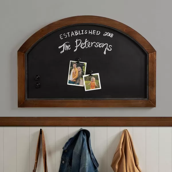 Kate and Laurel Haldron Four Included Clips Traditional Arch Magnetic Chalkboard for Wall Organization and Decor Styling 36 x 24 Walnut Brown