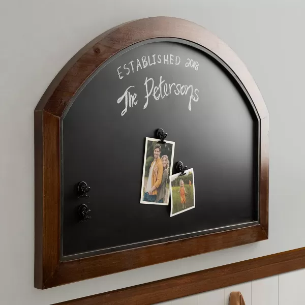 Kate and Laurel Haldron Four Included Clips Traditional Arch Magnetic Chalkboard for Wall Organization and Decor Styling 36 x 24 Walnut Brown