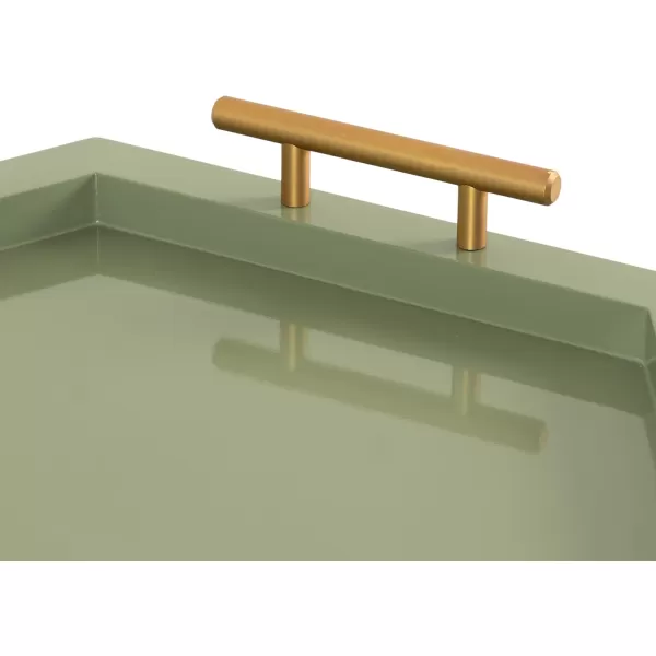 Kate and Laurel Halsey Decorative Hexagon Tray with Gold Metal Handles 18 x 16 Green and Gold Modern Glam Serving Tray with Handles for Living Room Decor