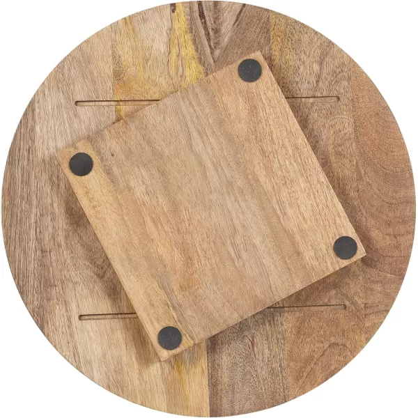 Kate and Laurel Halsey Round Lazy Susan Tray Organizer 18 Inch Diameter Natural Brown Transitional Round Countertop Organizer with Turning Lazy Susan for Kitchen Storage