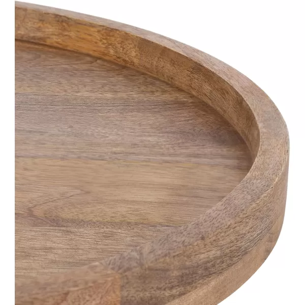 Kate and Laurel Halsey Round Lazy Susan Tray Organizer 18 Inch Diameter Natural Brown Transitional Round Countertop Organizer with Turning Lazy Susan for Kitchen Storage
