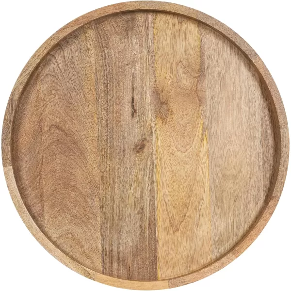 Kate and Laurel Halsey Round Lazy Susan Tray Organizer 18 Inch Diameter Natural Brown Transitional Round Countertop Organizer with Turning Lazy Susan for Kitchen Storage