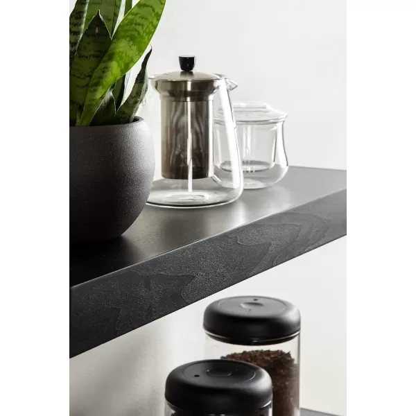 Kate and Laurel Havlock Modern Natural Floating Shelves Set of 3 12 x 8 Black Functional Bathroom and Kitchen Shelves for Storage and DisplayBlack