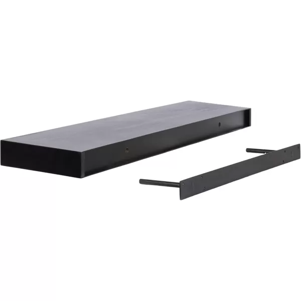 Kate and Laurel Havlock Modern Natural Floating Shelves Set of 3 12 x 8 Black Functional Bathroom and Kitchen Shelves for Storage and DisplayBlack