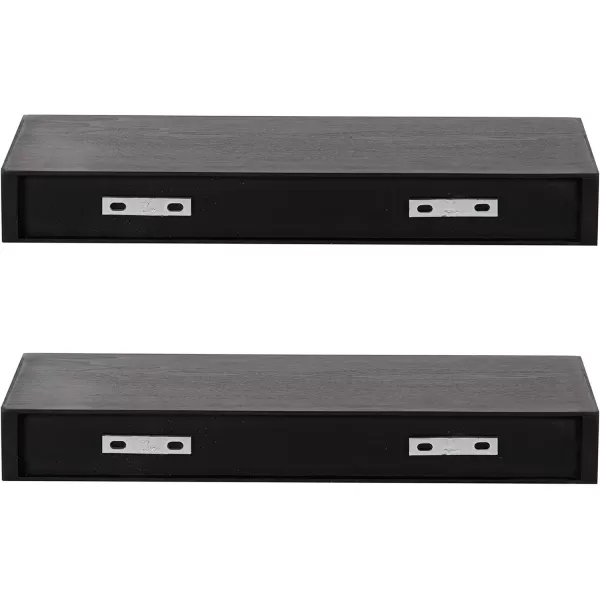 Kate and Laurel Havlock Modern Natural Floating Shelves Set of 3 12 x 8 Black Functional Bathroom and Kitchen Shelves for Storage and DisplayBlack
