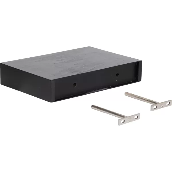 Kate and Laurel Havlock Modern Natural Floating Shelves Set of 3 12 x 8 Black Functional Bathroom and Kitchen Shelves for Storage and DisplayBlack