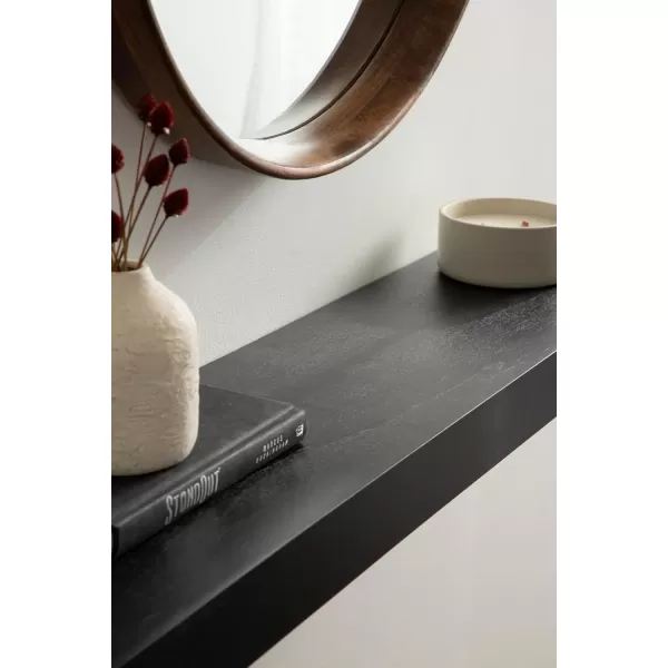 Kate and Laurel Havlock Modern Natural Floating Shelves Set of 3 12 x 8 Black Functional Bathroom and Kitchen Shelves for Storage and DisplayBlack