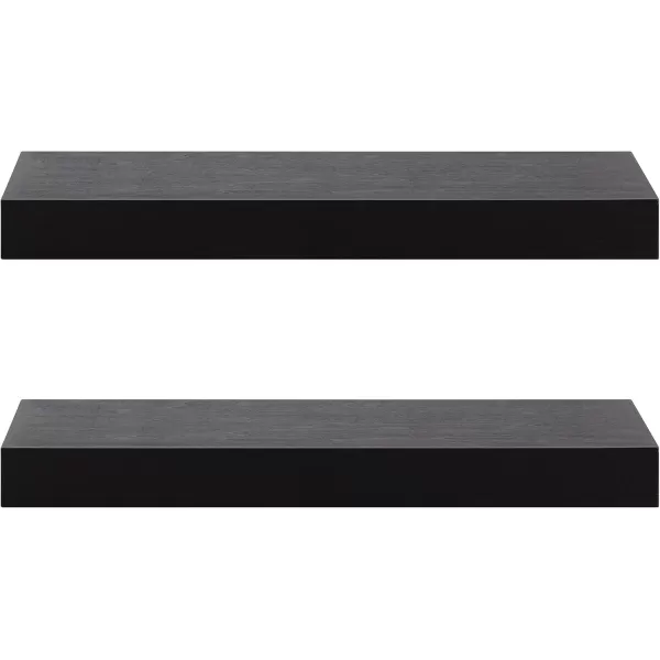 Kate and Laurel Havlock Modern Natural Floating Shelves Set of 3 12 x 8 Black Functional Bathroom and Kitchen Shelves for Storage and DisplayBlack