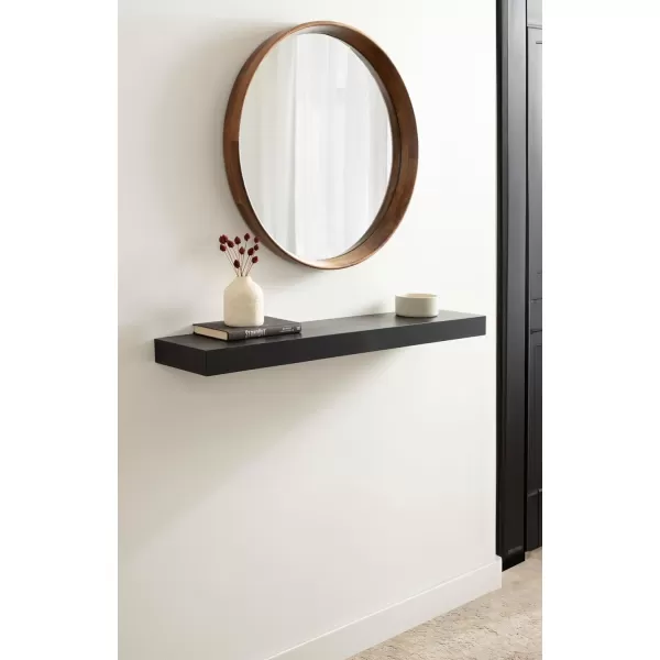 Kate and Laurel Havlock Modern Natural Floating Shelves Set of 3 12 x 8 Black Functional Bathroom and Kitchen Shelves for Storage and DisplayBlack