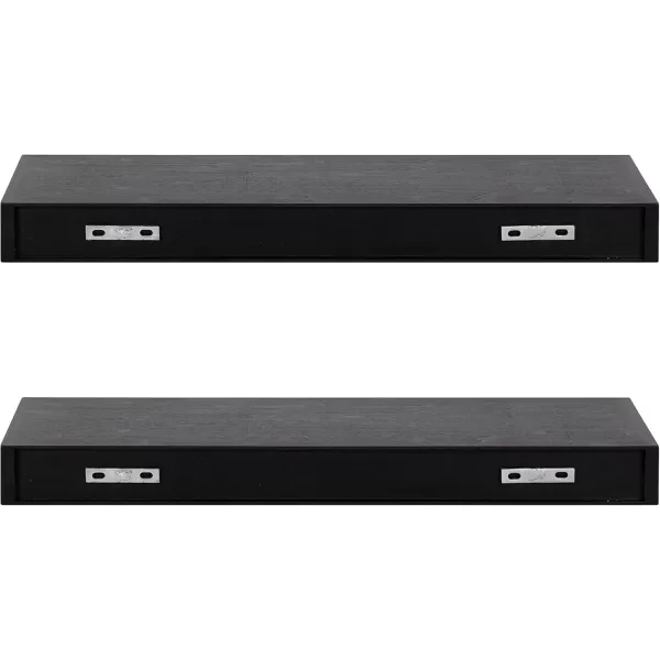 Kate and Laurel Havlock Modern Natural Floating Shelves Set of 3 12 x 8 Black Functional Bathroom and Kitchen Shelves for Storage and DisplayBlack