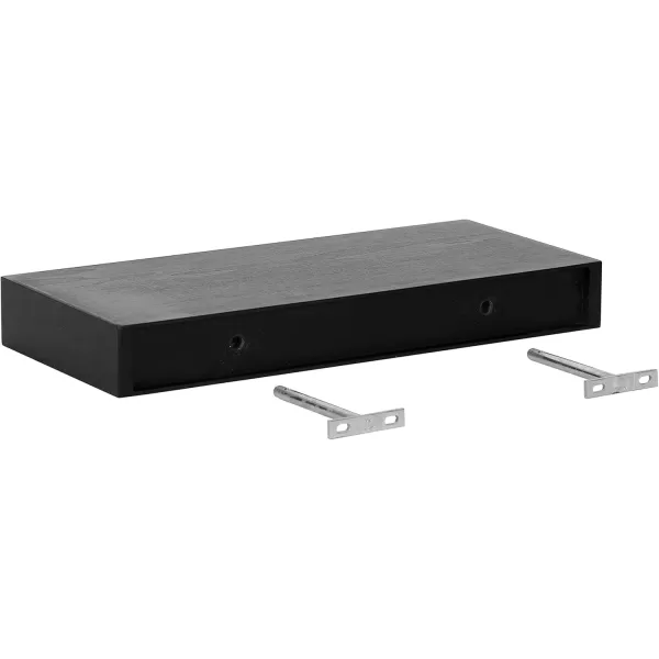 Kate and Laurel Havlock Modern Natural Floating Shelves Set of 3 12 x 8 Black Functional Bathroom and Kitchen Shelves for Storage and DisplayBlack