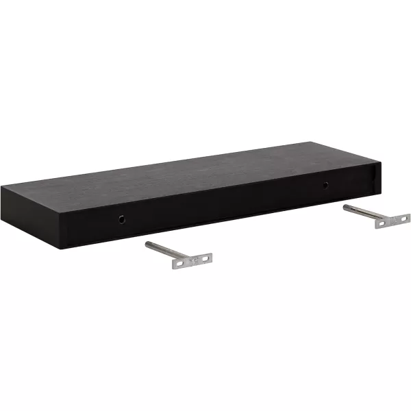 Kate and Laurel Havlock Modern Natural Floating Shelves Set of 3 12 x 8 Black Functional Bathroom and Kitchen Shelves for Storage and DisplayBlack