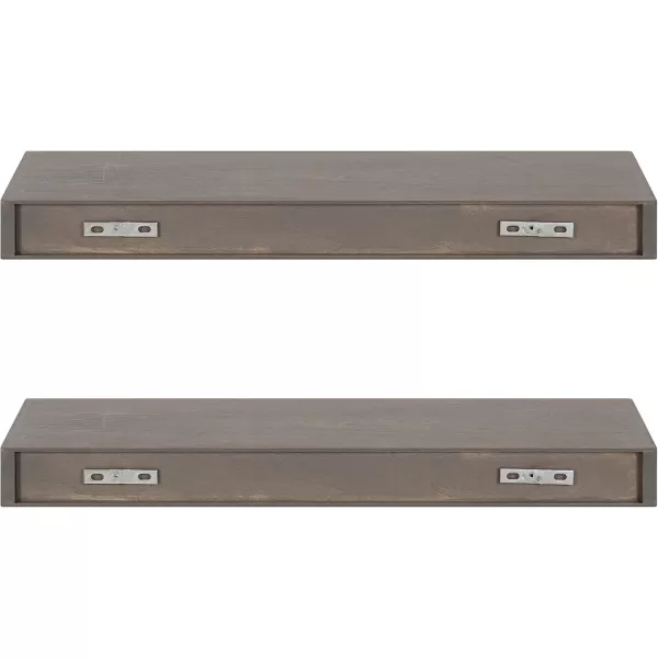 Kate and Laurel Havlock Modern Natural Floating Shelves Set of 3 12 x 8 Black Functional Bathroom and Kitchen Shelves for Storage and DisplayGrey