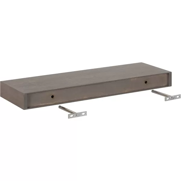 Kate and Laurel Havlock Modern Natural Floating Shelves Set of 3 12 x 8 Black Functional Bathroom and Kitchen Shelves for Storage and DisplayGrey