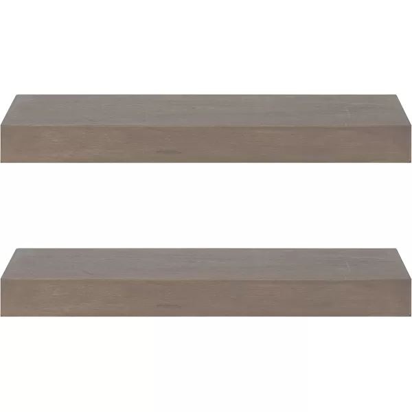 Kate and Laurel Havlock Modern Natural Floating Shelves Set of 3 12 x 8 Black Functional Bathroom and Kitchen Shelves for Storage and DisplayGrey