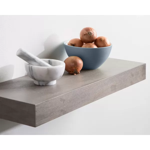 Kate and Laurel Havlock Modern Natural Floating Shelves Set of 3 12 x 8 Black Functional Bathroom and Kitchen Shelves for Storage and DisplayGrey