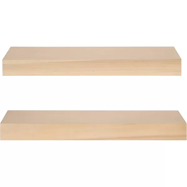 Kate and Laurel Havlock Modern Natural Floating Shelves Set of 3 12 x 8 Black Functional Bathroom and Kitchen Shelves for Storage and DisplayNatural