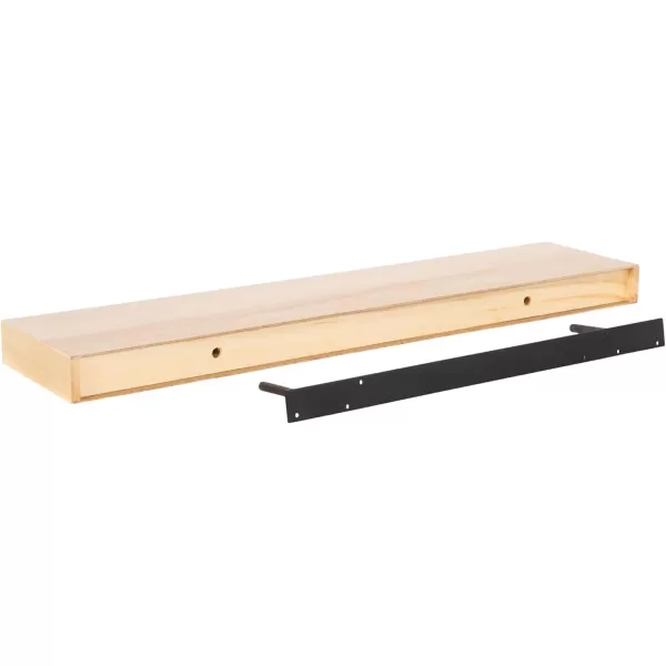 Kate and Laurel Havlock Modern Natural Floating Shelves Set of 3 12 x 8 Black Functional Bathroom and Kitchen Shelves for Storage and DisplayNatural