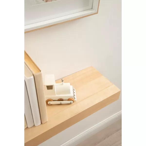 Kate and Laurel Havlock Modern Natural Floating Shelves Set of 3 12 x 8 Black Functional Bathroom and Kitchen Shelves for Storage and DisplayNatural