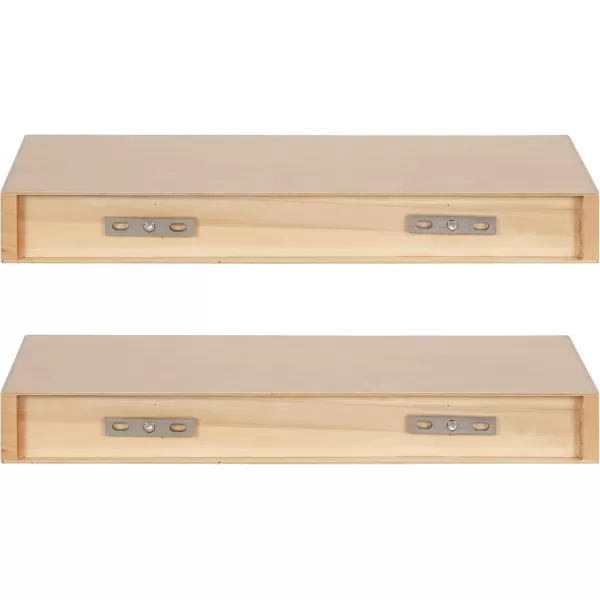 Kate and Laurel Havlock Modern Natural Floating Shelves Set of 3 12 x 8 Black Functional Bathroom and Kitchen Shelves for Storage and DisplayNatural