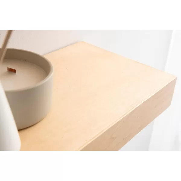 Kate and Laurel Havlock Modern Natural Floating Shelves Set of 3 12 x 8 Black Functional Bathroom and Kitchen Shelves for Storage and DisplayNatural