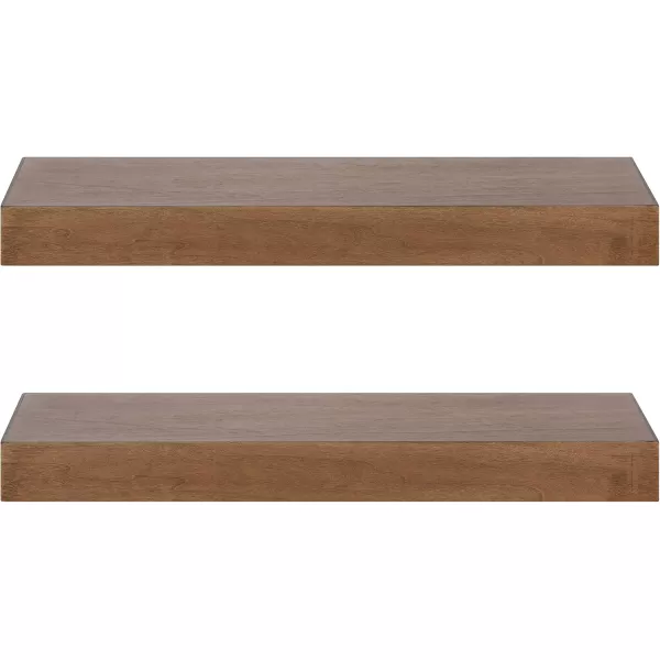 Kate and Laurel Havlock Modern Natural Floating Shelves Set of 3 12 x 8 Black Functional Bathroom and Kitchen Shelves for Storage and DisplayRustic Brown