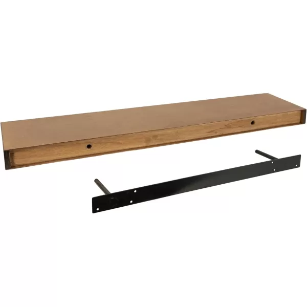 Kate and Laurel Havlock Modern Natural Floating Shelves Set of 3 12 x 8 Black Functional Bathroom and Kitchen Shelves for Storage and DisplayRustic Brown