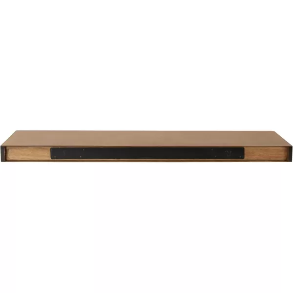 Kate and Laurel Havlock Modern Natural Floating Shelves Set of 3 12 x 8 Black Functional Bathroom and Kitchen Shelves for Storage and DisplayRustic Brown