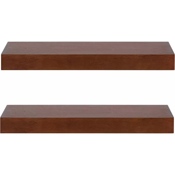 Kate and Laurel Havlock Modern Natural Floating Shelves Set of 3 12 x 8 Black Functional Bathroom and Kitchen Shelves for Storage and DisplayWalnut Brown