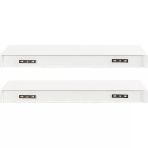 Kate and Laurel Havlock Modern Natural Floating Shelves Set of 3 12 x 8 Black Functional Bathroom and Kitchen Shelves for Storage and DisplayWhite