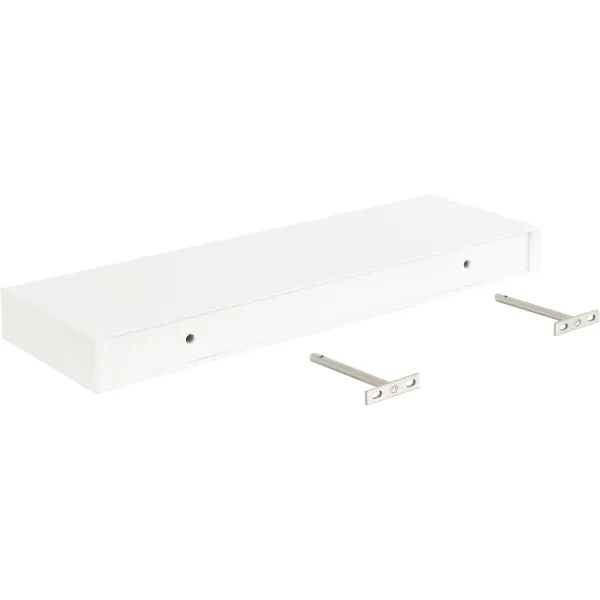 Kate and Laurel Havlock Modern Natural Floating Shelves Set of 3 12 x 8 Black Functional Bathroom and Kitchen Shelves for Storage and DisplayWhite