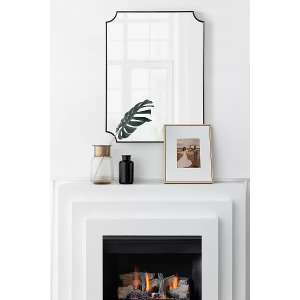 Kate and Laurel Healey Traditional Scalloped Wall Mirror with Slim Frame for Simple Home Decor 22x30 BlackBlack