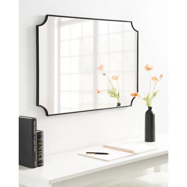 Kate and Laurel Healey Traditional Scalloped Wall Mirror with Slim Frame for Simple Home Decor 22x30 BlackBlack