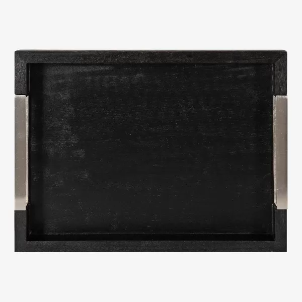 Kate and Laurel Heller Modern Rectangular Tray 12 x 16 Black Wood Tray for Storage and DisplayBlack
