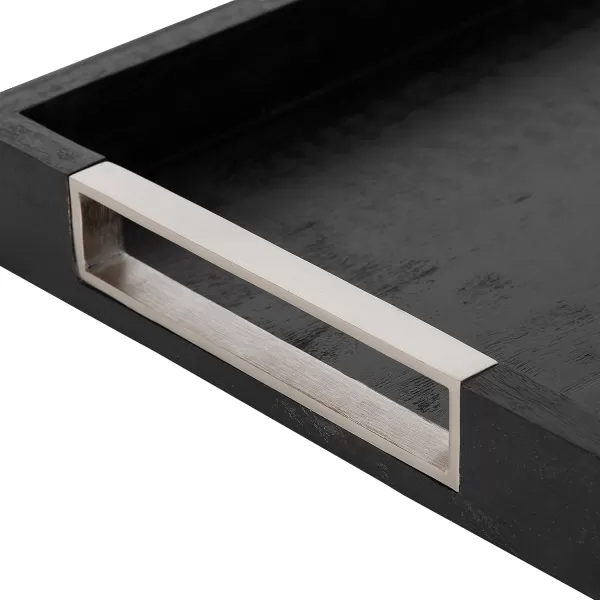 Kate and Laurel Heller Modern Rectangular Tray 12 x 16 Black Wood Tray for Storage and DisplayBlack