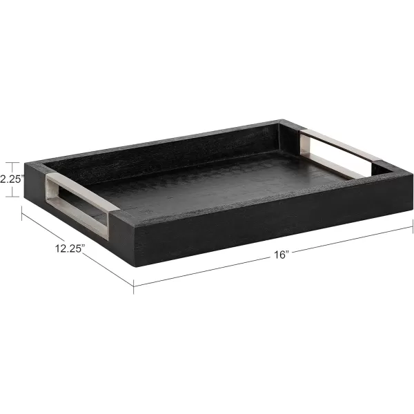 Kate and Laurel Heller Modern Rectangular Tray 12 x 16 Black Wood Tray for Storage and DisplayBlack