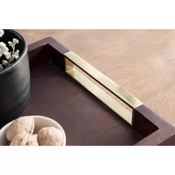 Kate and Laurel Heller Modern Rectangular Tray 12 x 16 Black Wood Tray for Storage and DisplayBrown
