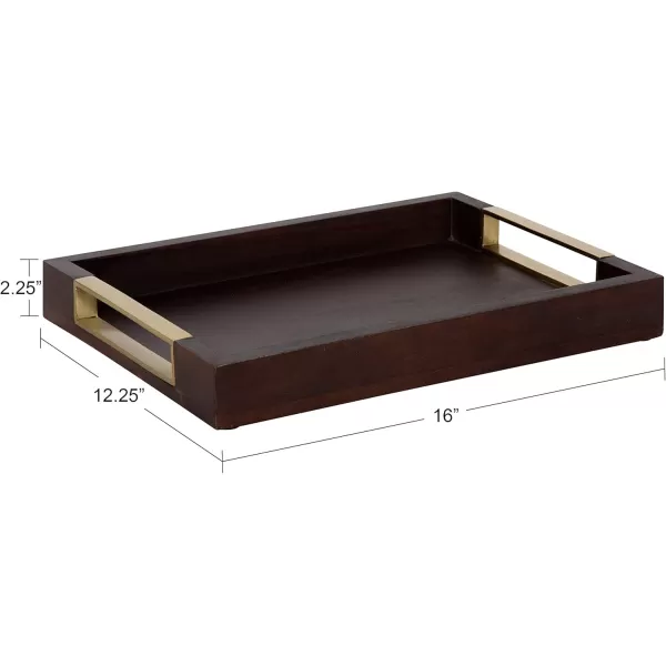Kate and Laurel Heller Modern Rectangular Tray 12 x 16 Black Wood Tray for Storage and DisplayBrown