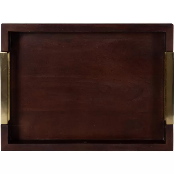 Kate and Laurel Heller Modern Rectangular Tray 12 x 16 Black Wood Tray for Storage and DisplayBrown