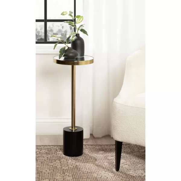 Kate and Laurel Hescott Modern Decorative Round Pedestal Use as Indoor Plant Stand or Living Room Accent Table 10x10x24 BlackGoldBlackGold