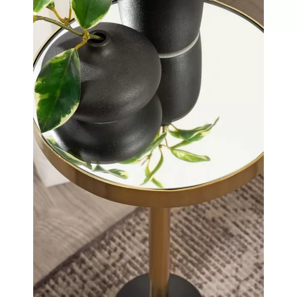 Kate and Laurel Hescott Modern Decorative Round Pedestal Use as Indoor Plant Stand or Living Room Accent Table 10x10x24 BlackGoldBlackGold