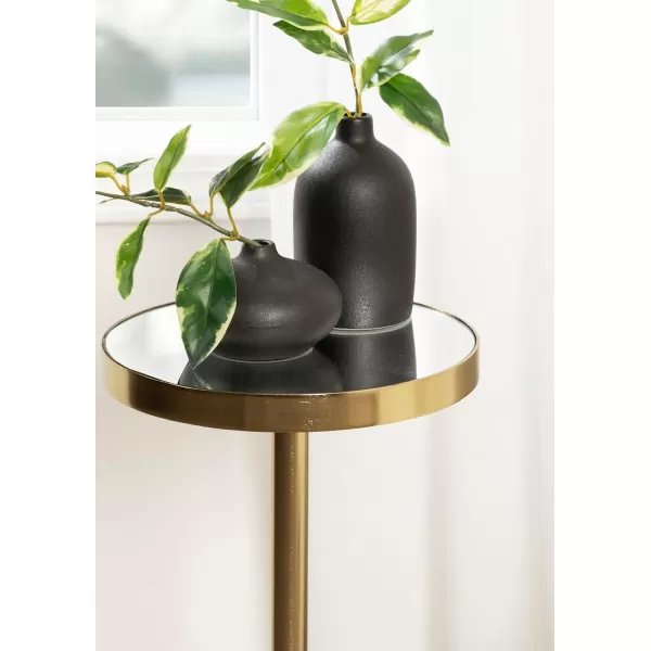 Kate and Laurel Hescott Modern Decorative Round Pedestal Use as Indoor Plant Stand or Living Room Accent Table 10x10x24 BlackGoldBlackGold