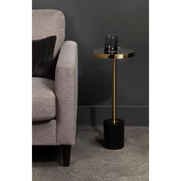 Kate and Laurel Hescott Modern Decorative Round Pedestal Use as Indoor Plant Stand or Living Room Accent Table 10x10x24 BlackGoldBlackGold