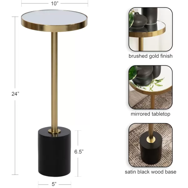 Kate and Laurel Hescott Modern Decorative Round Pedestal Use as Indoor Plant Stand or Living Room Accent Table 10x10x24 BlackGoldBlackGold